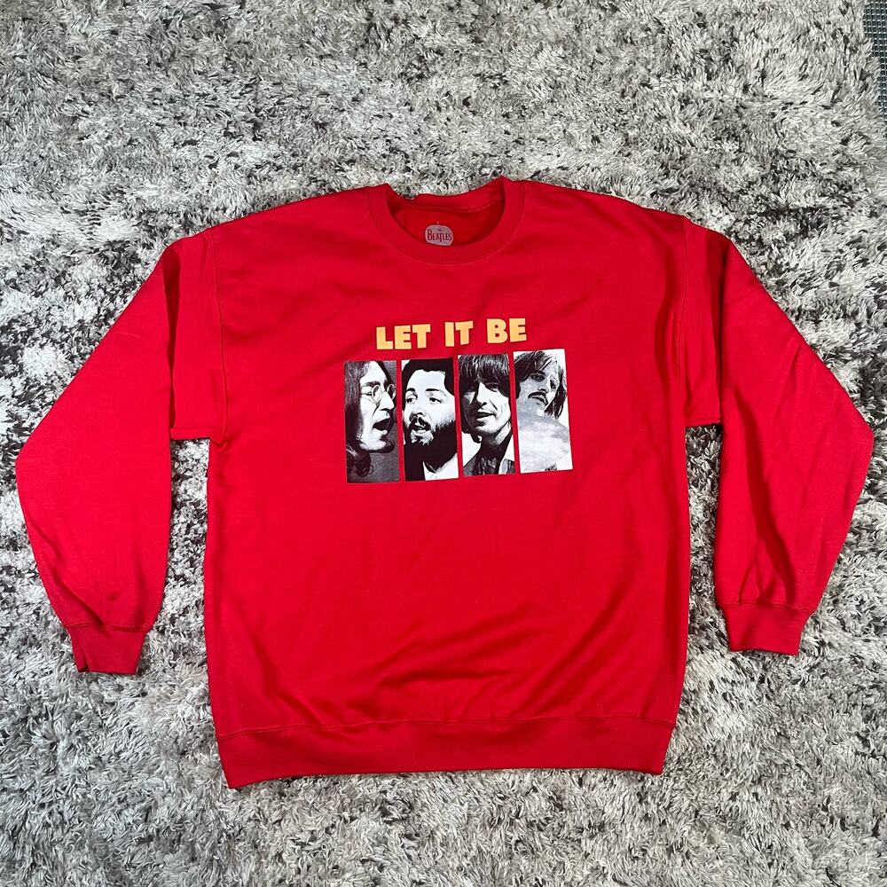 The Beatles‎ Let It Be Pullover Sweatshirt Red Crewneck Apple Corps Ltd L